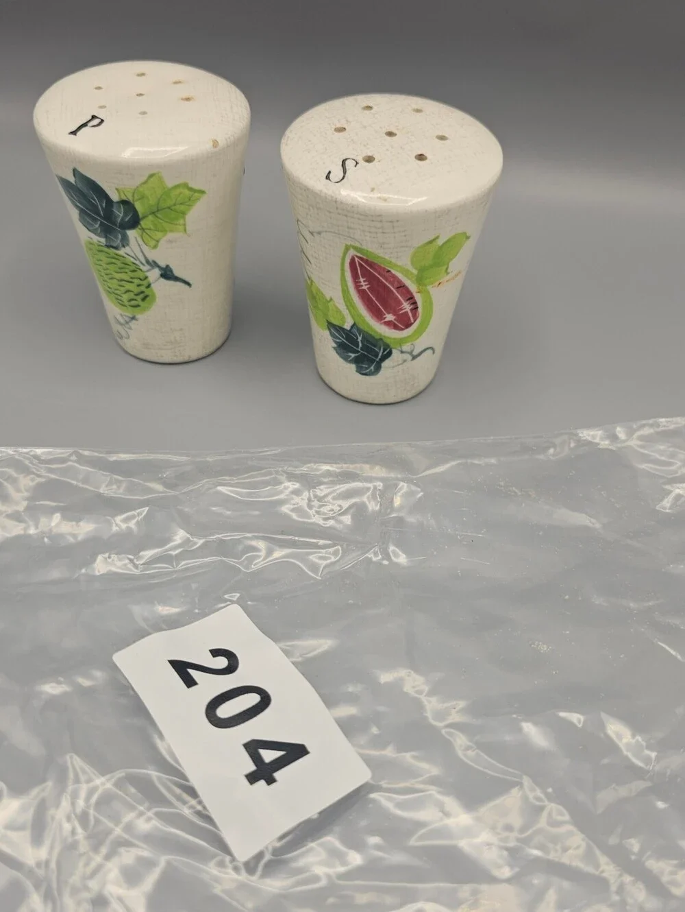Vintage Ceramic Salt and Pepper Shakers with Fruit Design